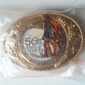 Small Unisex Vintage Belt Buckle 1985 Fur Rendezvous 50th Alaska Anniversary New